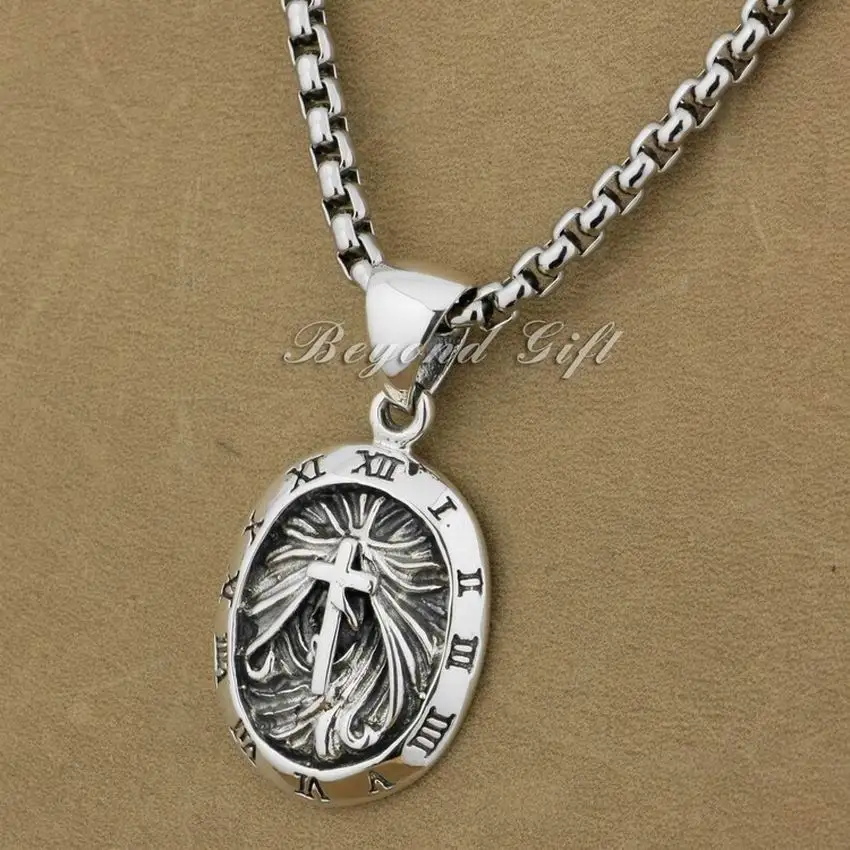 925 пробы серебряные часы в римском стиле круглый кулон крест панк ювелирные