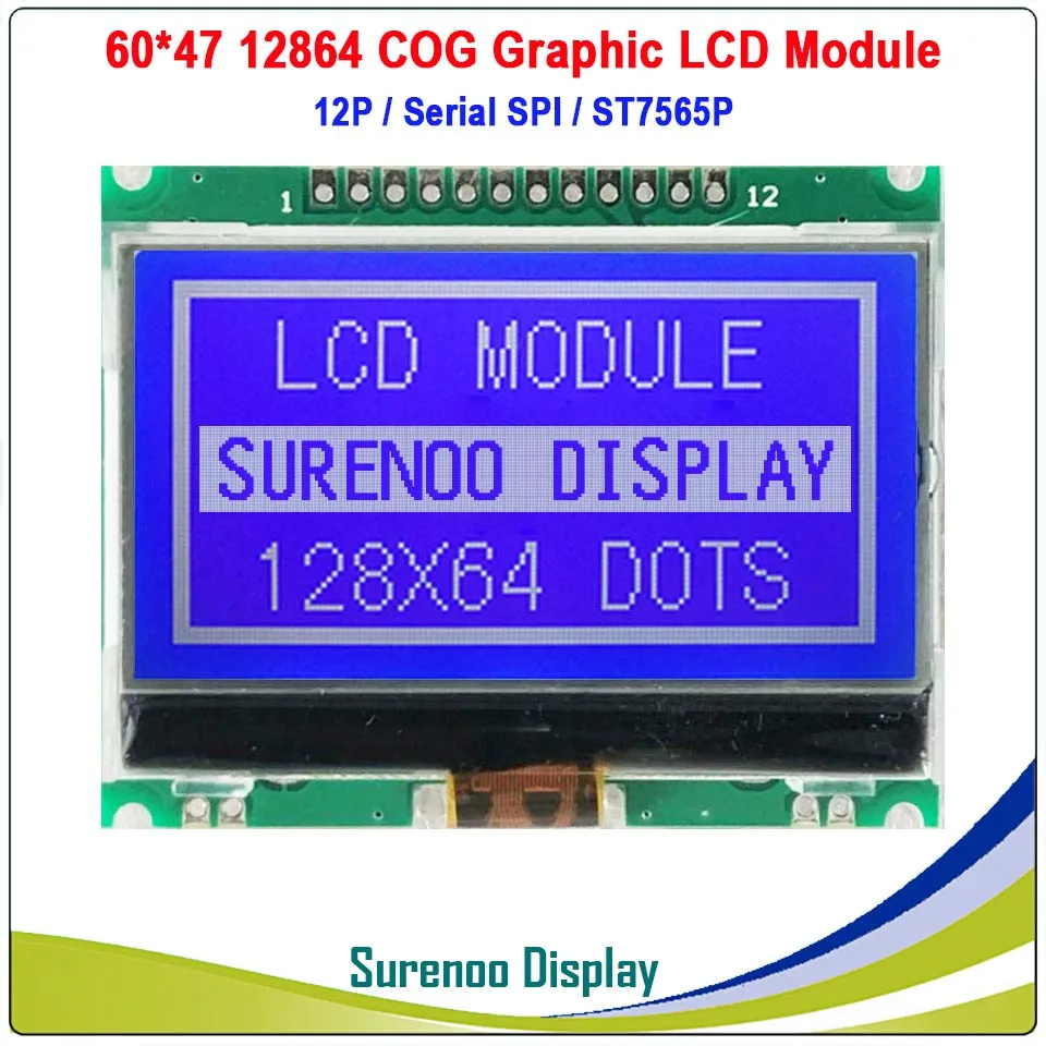 60X47 мм 12864 128X64 COG графический серийный SPI ЖК-модуль экран дисплея LCM встроенный ST7565P и GT20L16S1Y в GB2312 библиотеки