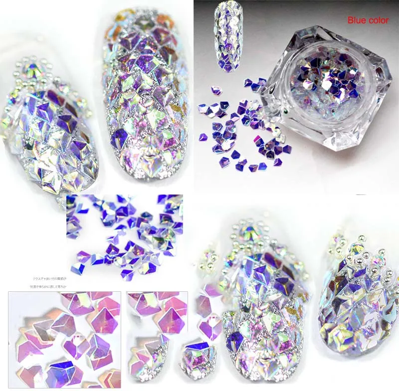 

6 Colors 3D Magic Chameleon Nail Paillettes geometric Diamond Holo Laser Nail Sparkle Glitter Flakes Manicure Nail art Sequins