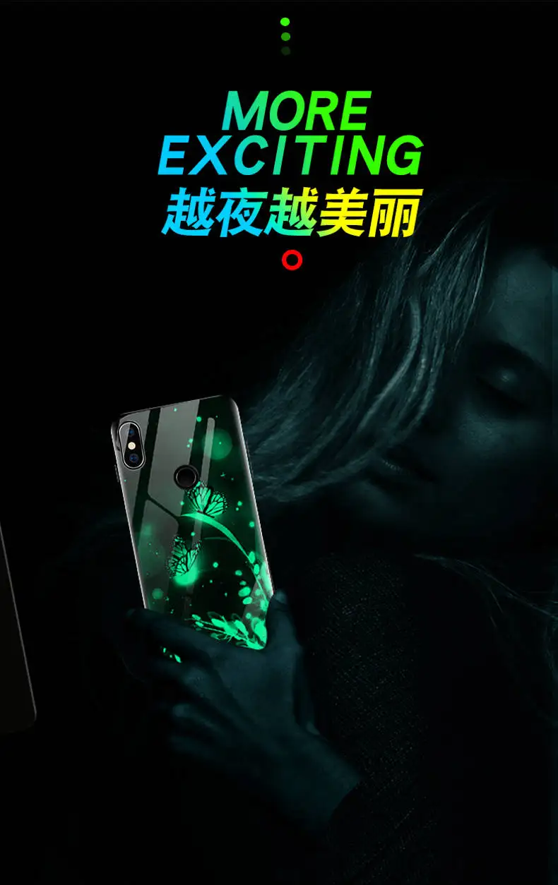 Чехол для Xiaomi mi 8 Lite SE A1 A2 6 6X 5X Red mi Note 5 5 Plus чехол Lu mi nous светящаяся задняя крышка из закаленного стекла силиконовый чехол