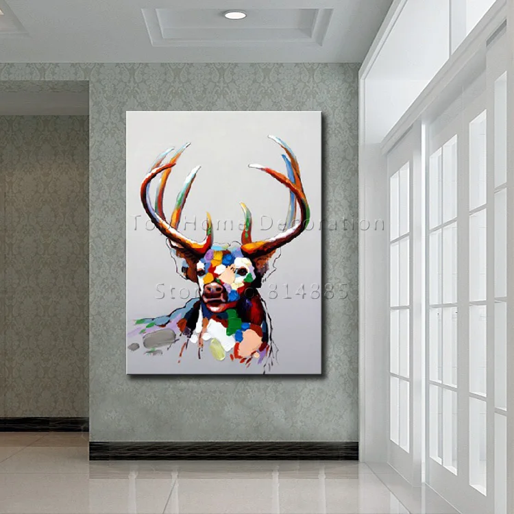 Антилопа Художественная Картина на холсте текстура 100% ручная роспись