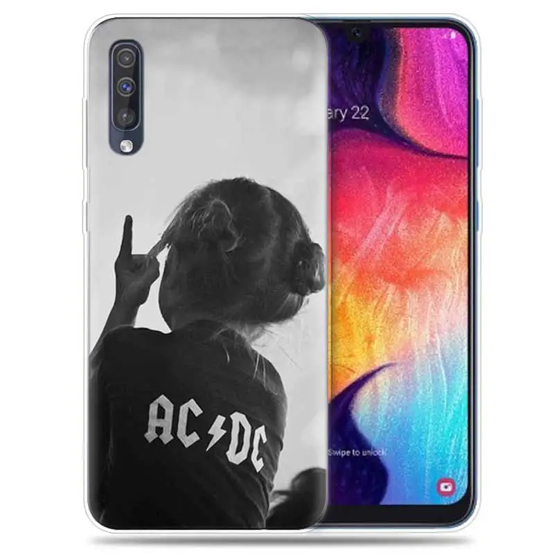 SK-003 Прозрачный силиконовый чехол для samsung Galaxy A50 A70 A30 M30 M20 A10 A20 A40 M20 чехол для телефона ACDC Rock Ac DC Angus young - Цвет: SK-003