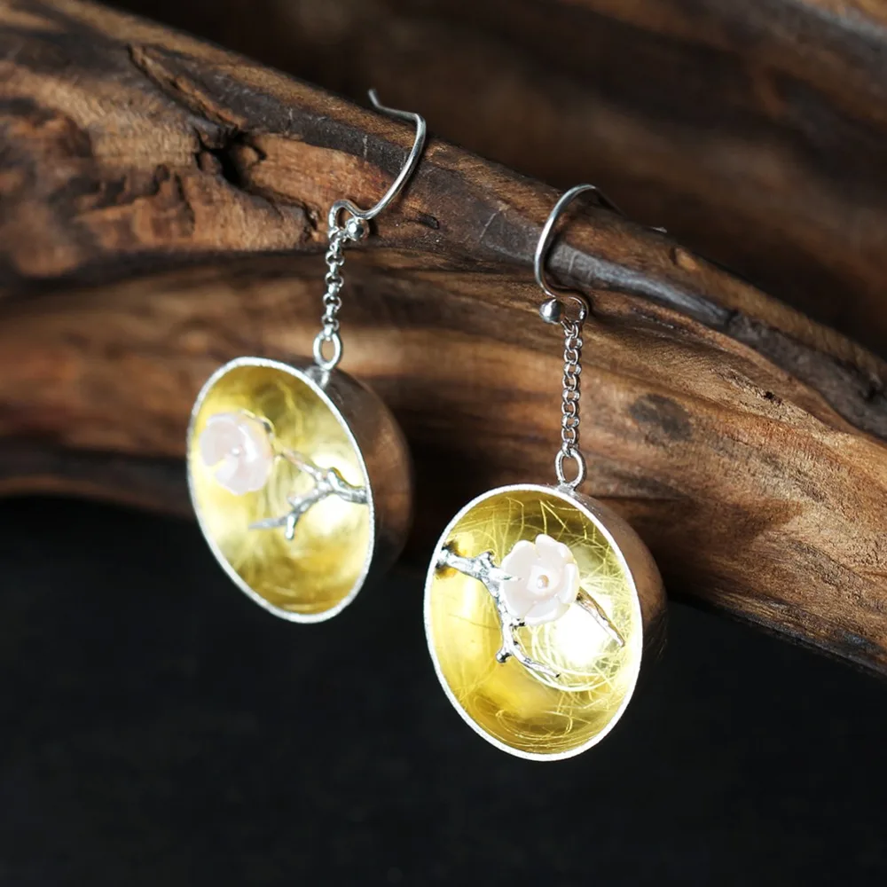 Женские серьги-подвески Lotus Fun из стерлингового серебра 925 пробы с натуральным