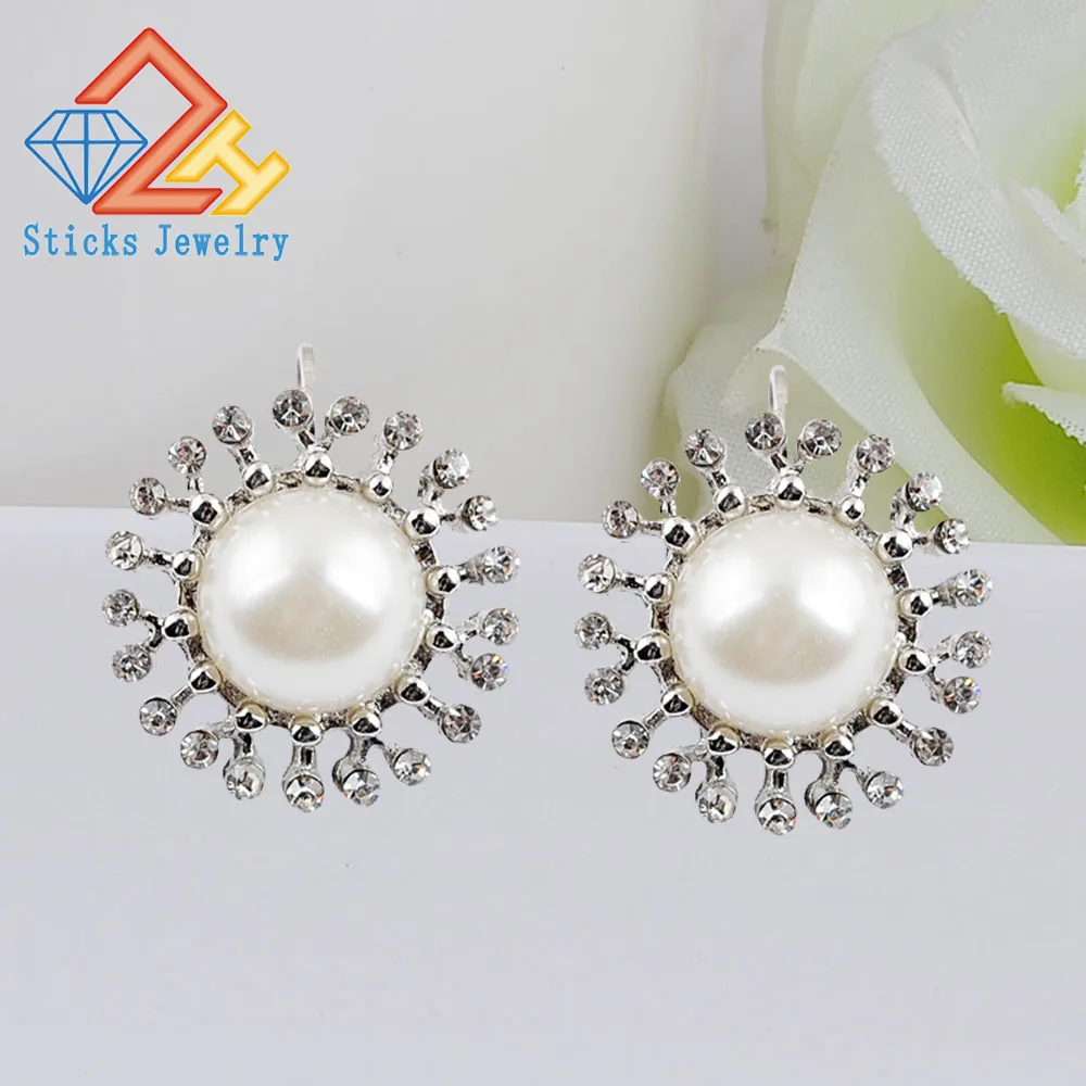 

1Pair sweet pearl earrings Rhinestone ear clips