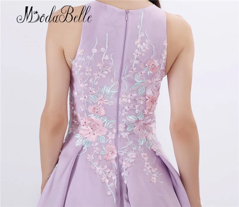 

modabelle Vintage Embroidery Lilac Satin Prom Dresses Floor Length 2018 Appliques Formal Dress Party Vestido De Festa Longo