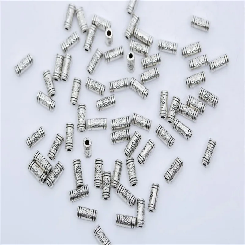 100Pcs-9mm x 4mm 27 стилей тибетская серебряная трубка металлические бусины Spacer Бусины для самостоятельного изготовления украшений трубки Подвески для изготовления ювелирных изделий 20/50/100 шт - Цвет: 100Pcs-9mm x 4mm