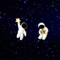 lovely asymmetrical space astronaut stud earrings for women fashion jewelry gift