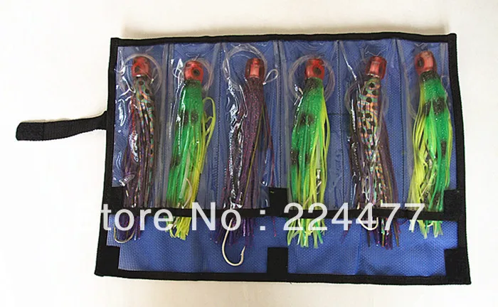 Free Shipping-Mixed Set 3 size Combo Octopus Skirt Game lures Tuna Trolling Fishing Tackle Soft Bait PP soft head with Hoo | Спорт и