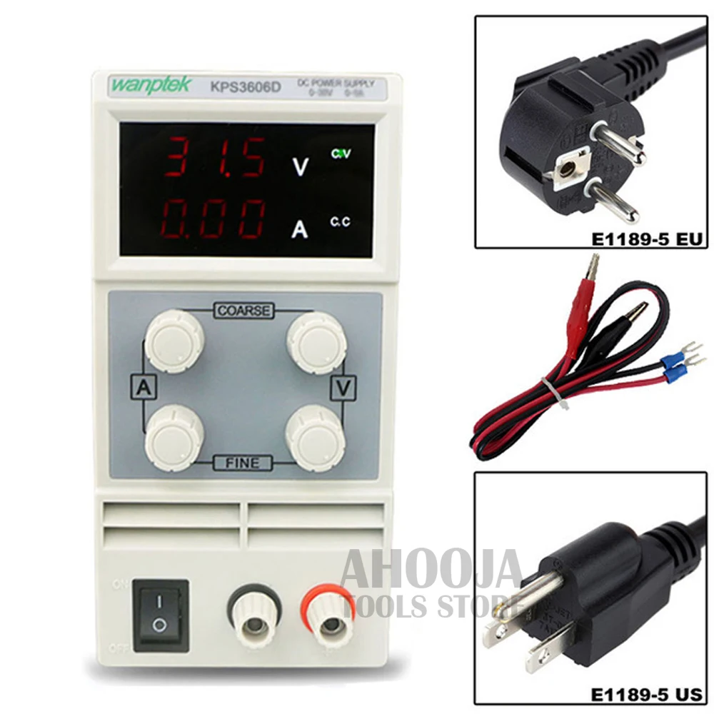 KPS3606D Мини светодиодный трехзначный цифровой дисплей Регулируемый источник питания постоянного тока 0~ 36V 0~ 6A 110 V-220 V импульсный источник питания 0,1 V/0.01A