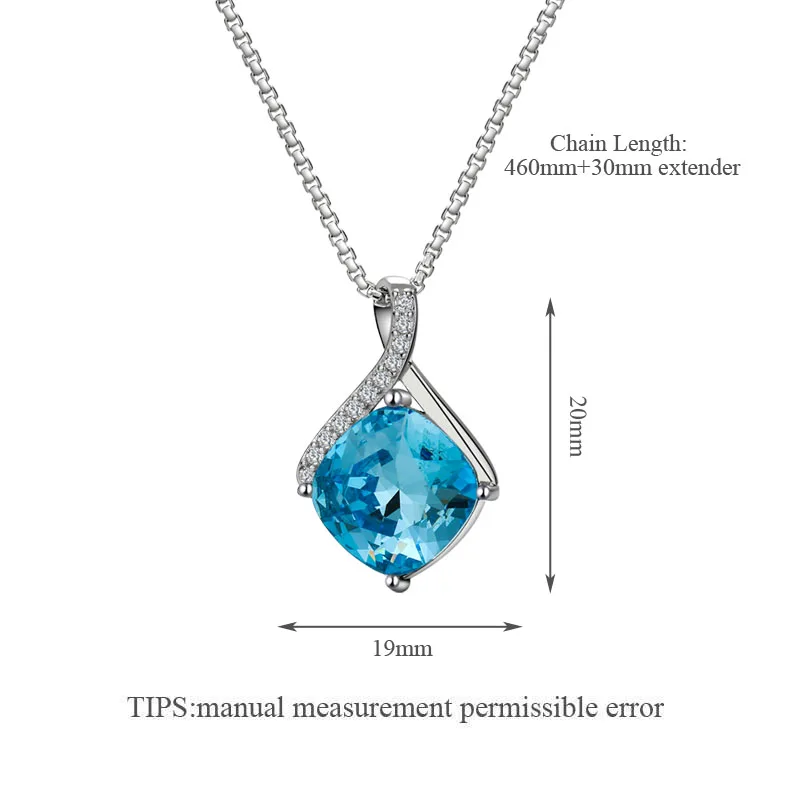 Женское длинное ожерелье из серебра 925 пробы с синим кристаллом|fine jewelry|necklace long