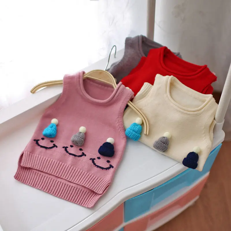 

Baby Knit Sweater Cute Sleeveless O-neck Princess Top Sweater for Kids 9M 12M 18M 24M Appliques Knitted