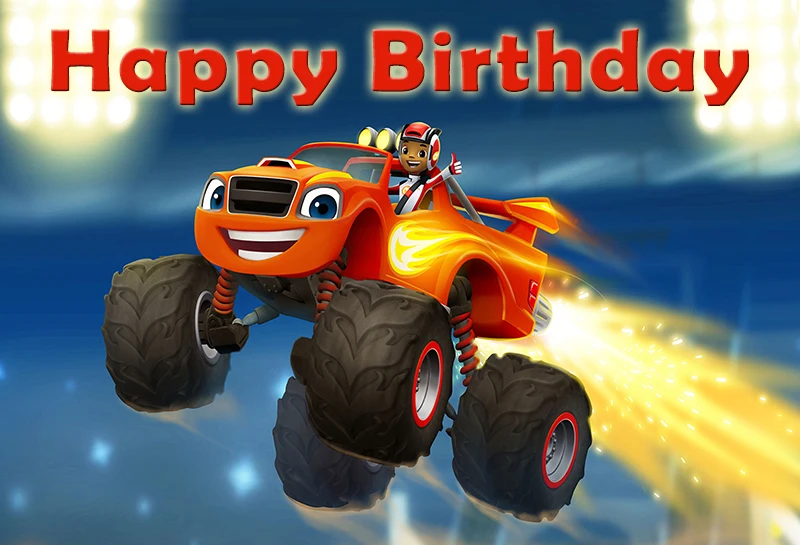 

custom blaze truck monsters happy birthday baby child photo background photography backdrops quality vinyl