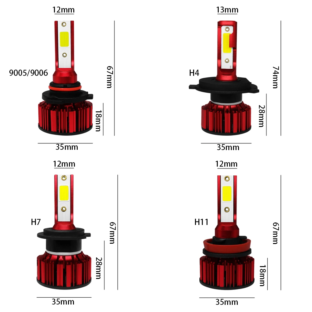 

ASLENT 2PCS mini Auto Bulbs LED H7 H4 H11 H8 H9 9005 HB3 9006 HB4 LED Lamp Car Headlights Fog Lights 80W 16000LM 6000K 12V 24V