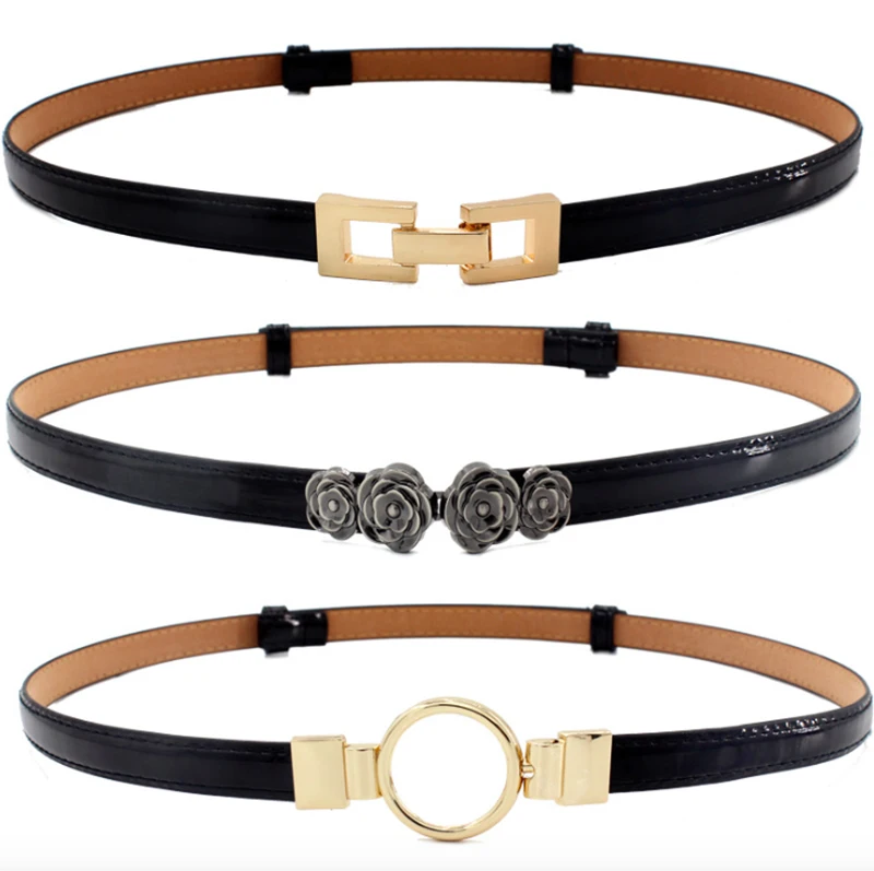 Hot Sales Women Belt Adjustable Waist Rose Metal Rectangle Buckle Alloy Head Accessories Classic Simple for Female Dress | Аксессуары