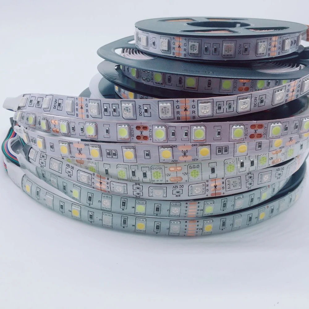 СВЕТОДИОДНАЯ лента SMD 5050 RGB Водонепроницаемая 5M 300LED DC 12V 24V RGB RGBW RGBWW розовый синий красный зеленый Fita светодиодные ленты Flexi