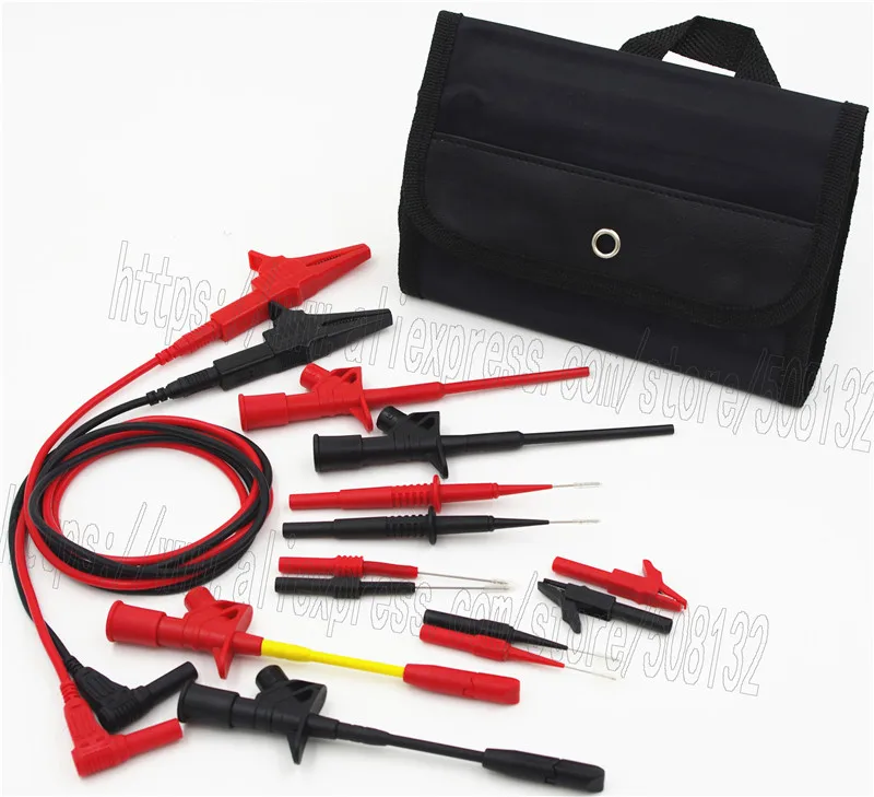 17pcs Electronic Specialt kit Insulation 4mm Banana test lead pierce spring probe crocodile clip+case for multimeter meter | Инструменты