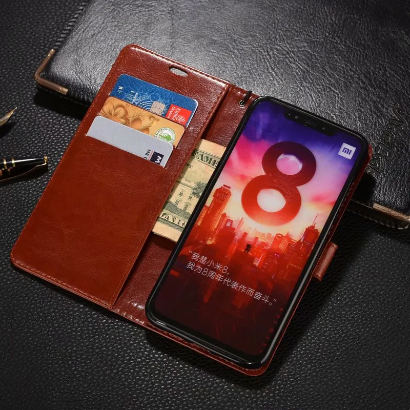 Чехол подставка кармашки для карт Кожаный флип бумажник чехол Xiaomi Mi 9 SE ультра
