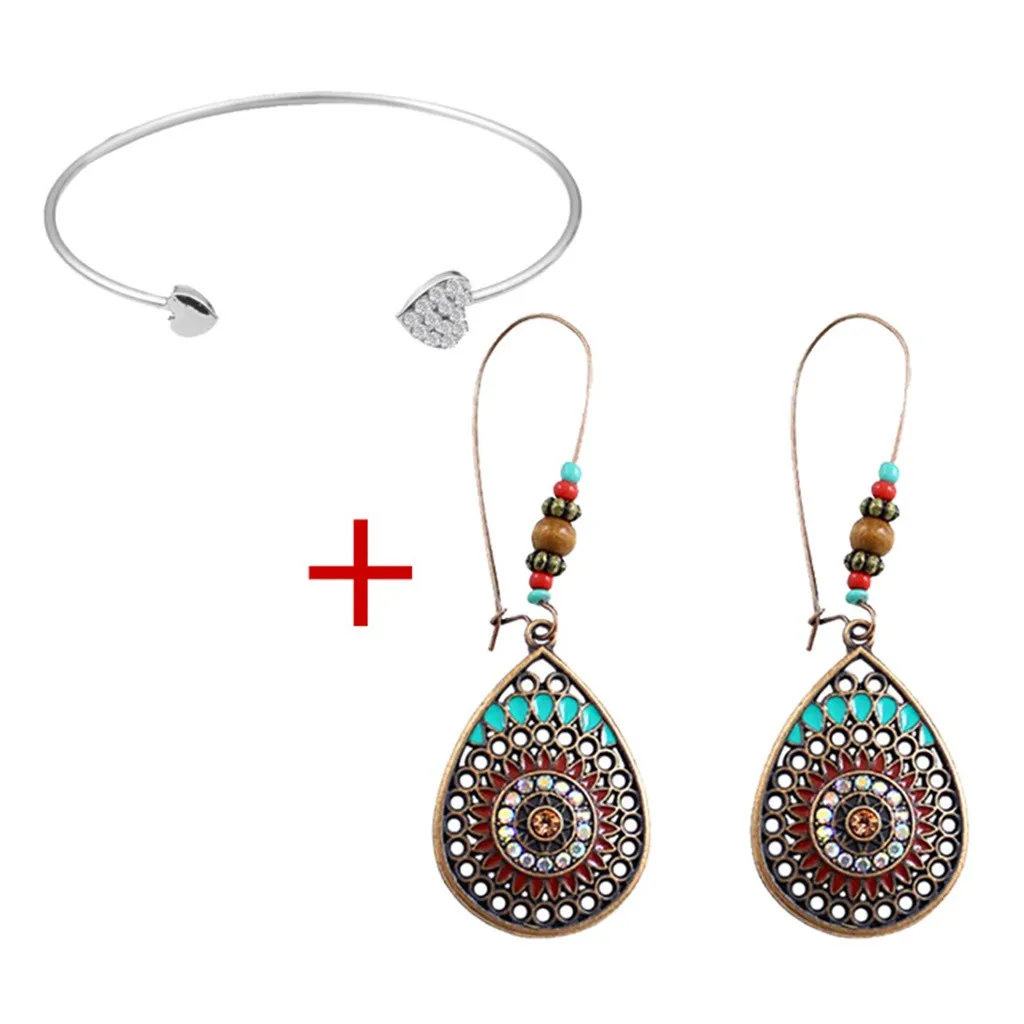 Женские серьги в винтажном богемном стиле с подвеской виде капли воды и