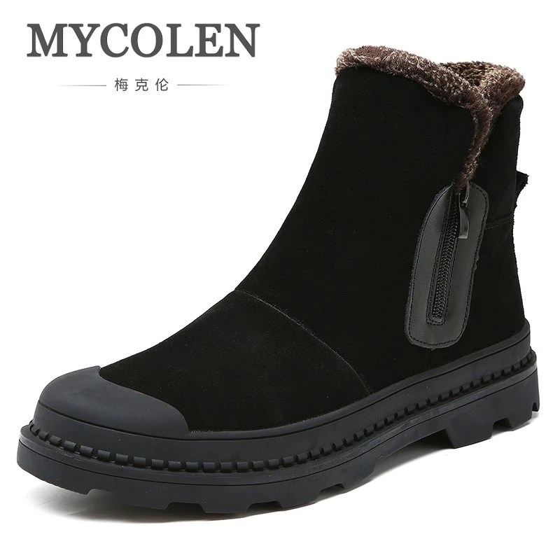 MYCOLEN/Зимние Теплые Оригинальные дизайнерские мужские зимние ботинки Цвет Черный