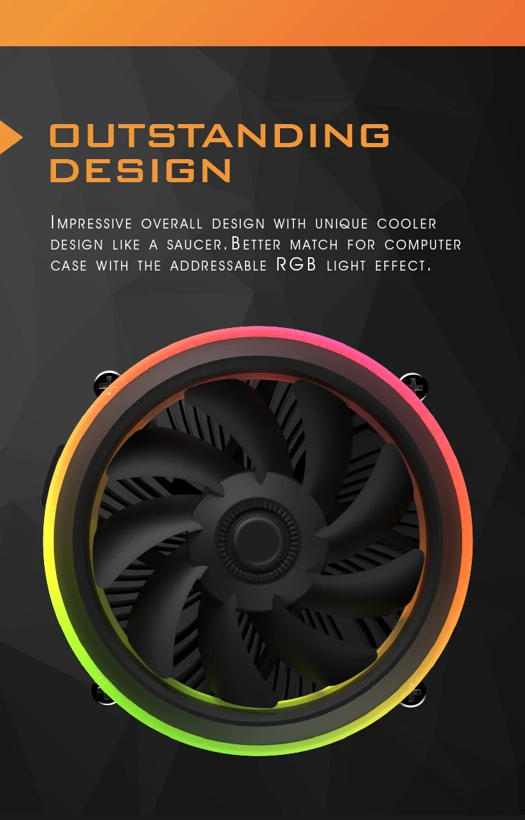 Aigo Shadow cpu RGB радиатор охлаждения кулер 100 мм 4Pin светодиодный RGB вентилятор Радиатор главный радиатор процессор кулер PC cpu вентилятор алюминий