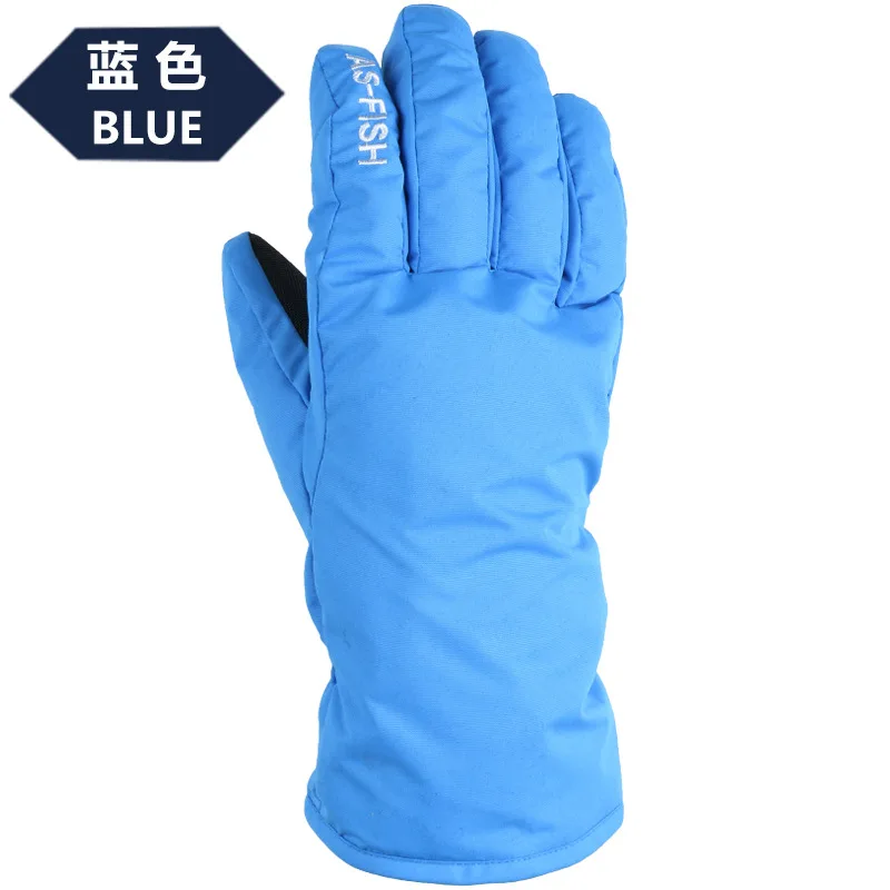 Синий Winter Ski Snowboard Finger Gloves Guantes Nieve Snow Snowmobile Cycling Motorcycle Skiing Sport Windproof Waterproof Gloves - Цвет: Синий