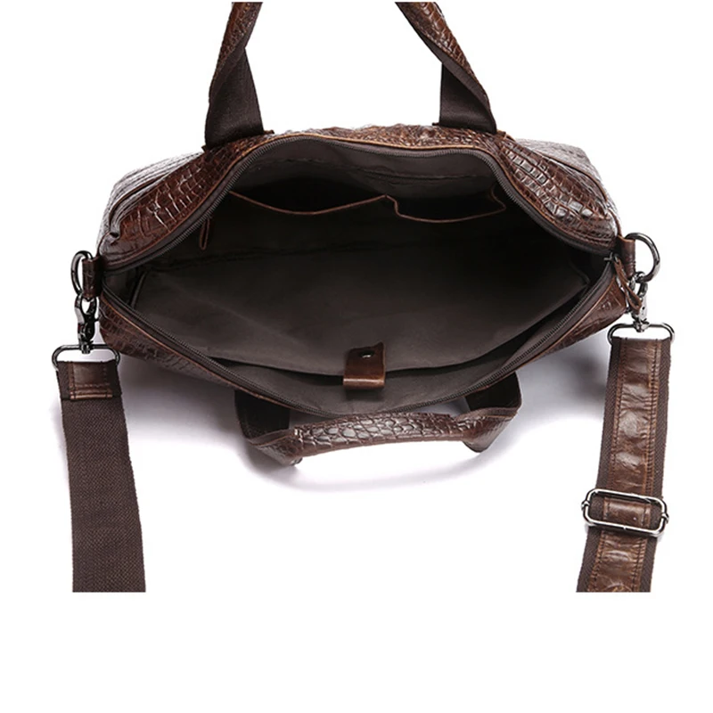 Мужской портфель из 100% натуральной кожи с рисунком крокодила сумка мессенджер на