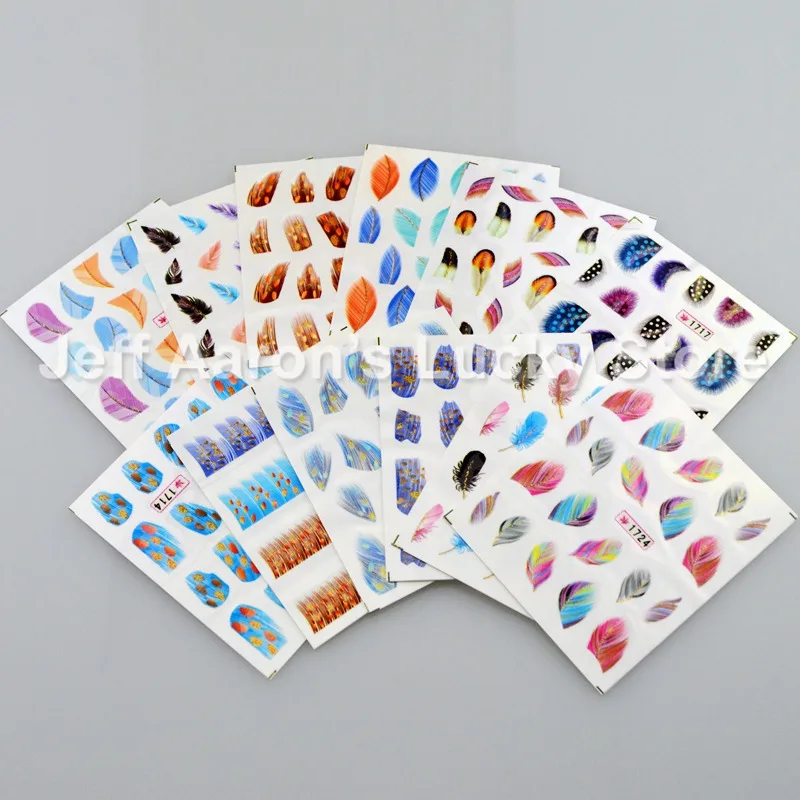 36 шт. красота перо дизайн переводные наклейки для ногтей украшения аксессуары