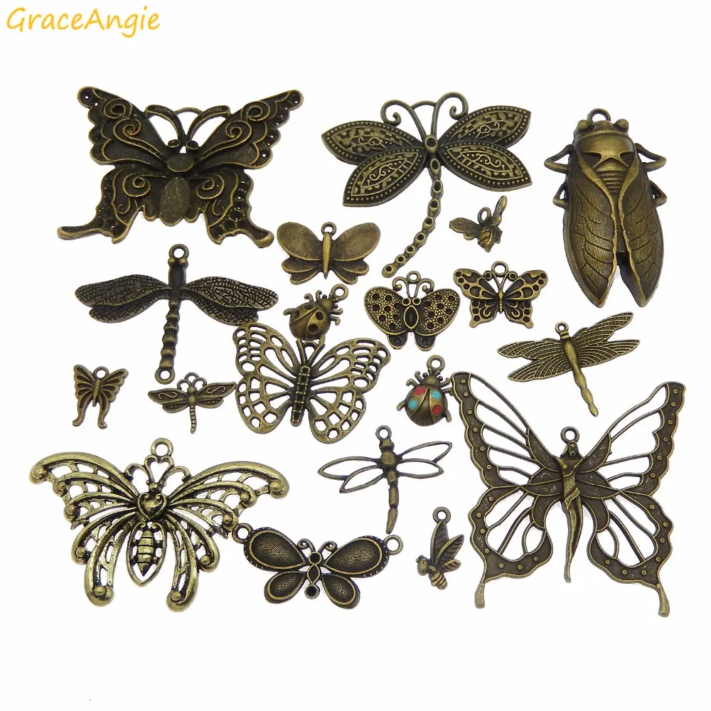 GraceAngie 10 шт. насекомые бабочки пчелы искусственные подвески в форме животных