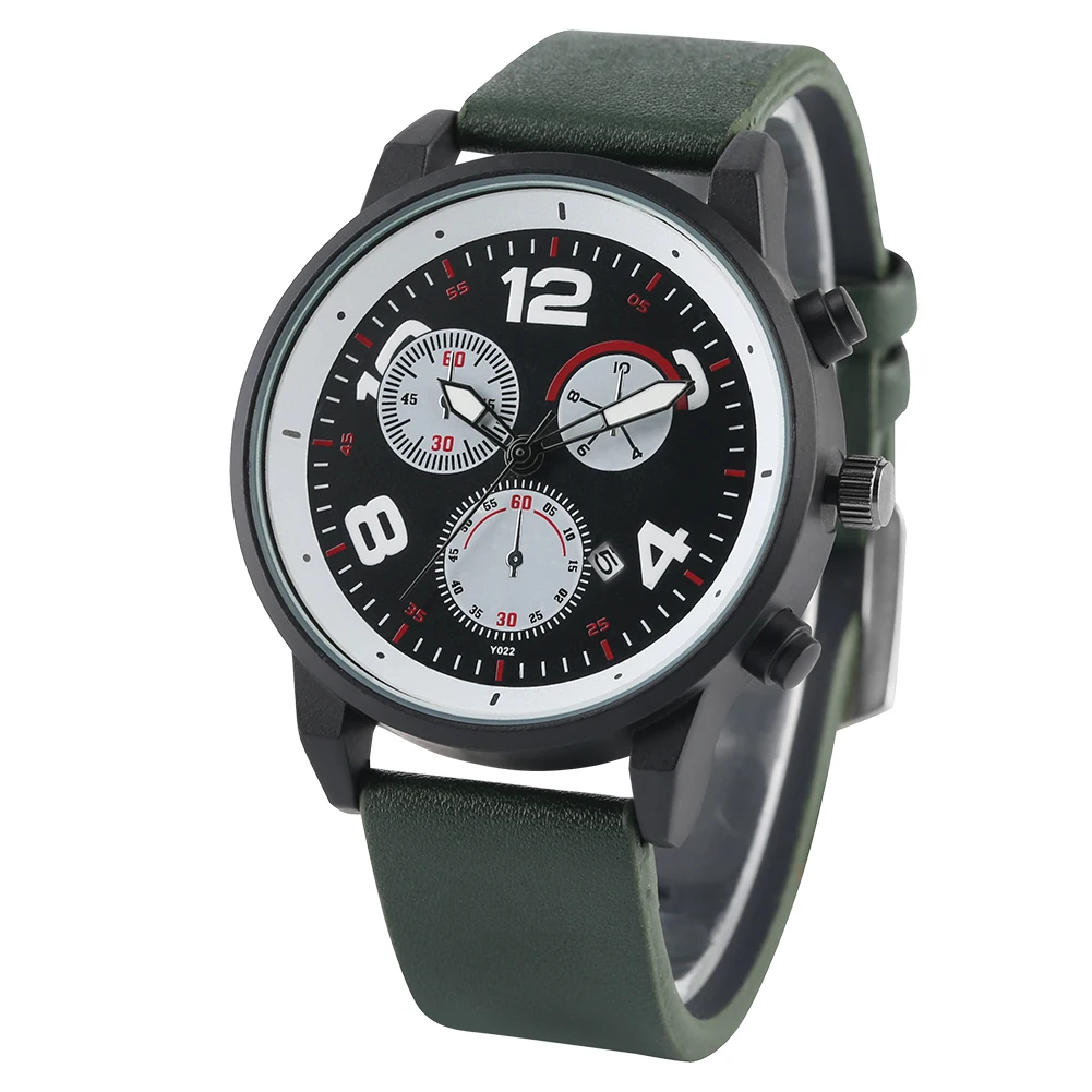 Для мужчин кожаные кварцевые часы Элитный бренд Бизнес простой дизайн Высокое