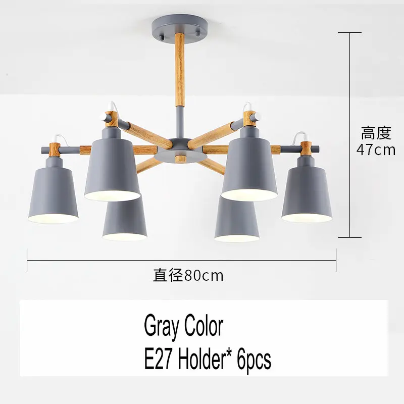 Gray-6 lights Artpad Nordic люстра лампа 3/6/8 светильник s металлический оттенок деревянный подвесной светильник для Спальня Гостиная Обеденная светильник ing светильники - Цвет абажура: Gray-6 lights