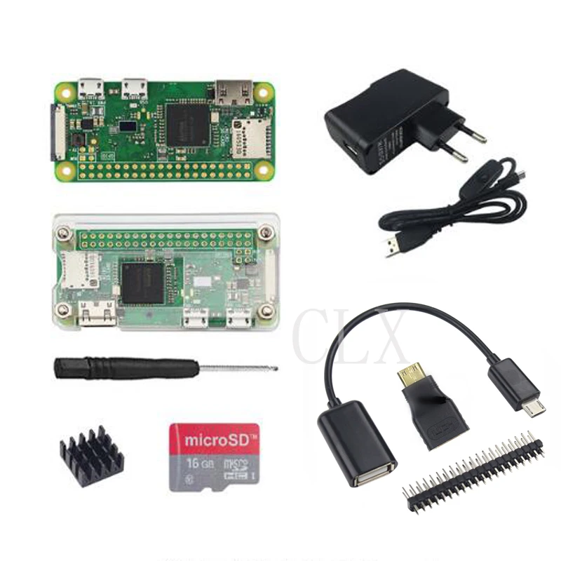 Raspberry Pi Zero W начальный комплект 5 Мп камера + Официальный чехол радиатор 2x20
