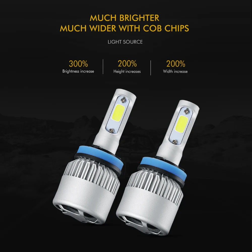 Auxmart 2 шт. 72 Вт 8000lm H11 H4 светодиодные лампы для автомобильных фар 6500 к УДАРА авто H7 H13 H1 9004 9007 9005 9006 для автомобильной светодиодной лампы S2 серии