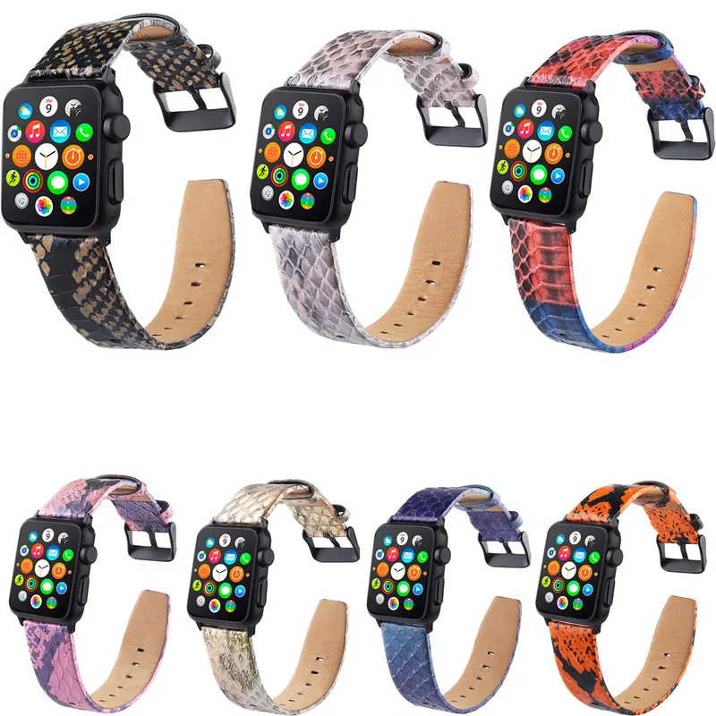 Ремешок для часов из коровьей кожи Apple Watch 38 мм 42 40 44 ремешок змеиной Iwatch Series