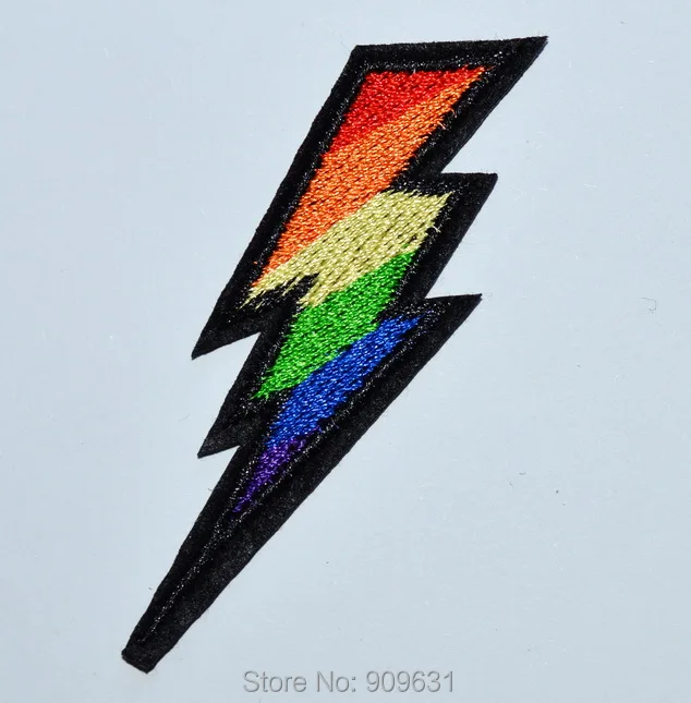 Lightning bolt gay lesbian pride rainbow retro LGBT applique iron on patch ~ Flash Bolt Symbol Thunder High Voltage | Дом и сад