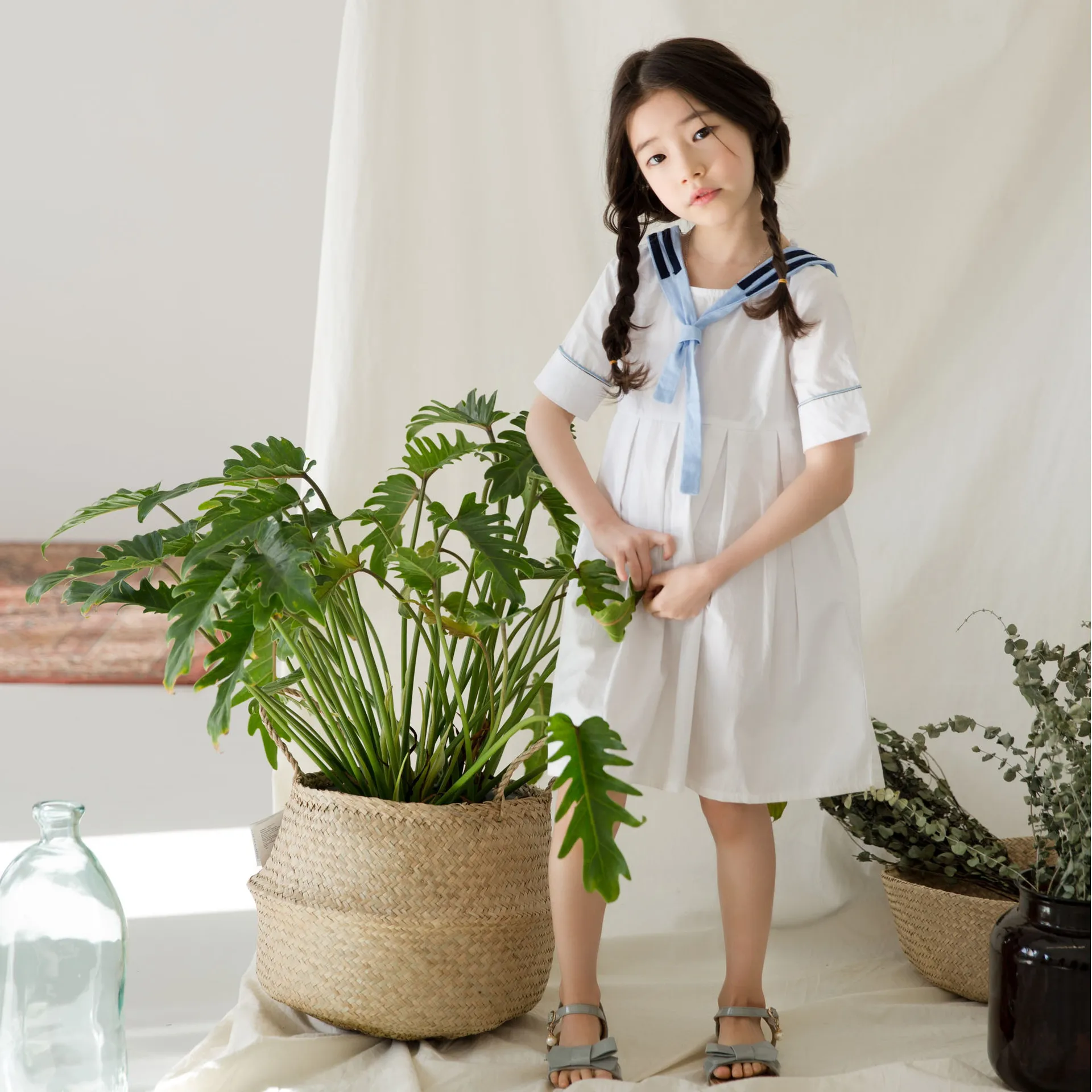 Girl Short sleeve kid Dress Baby Princess 2018 New Navy Sailor Uniforms Casual Style Girls For Age 3-13 Years | Детская одежда и