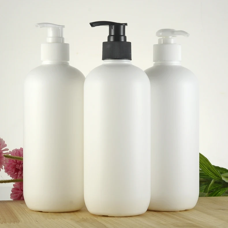 Пустые белые пластиковые бутылки для шампуня формы цилиндра объемом 500 мл с насосом для лосьона Косметический контейнер HDPE. Бутылка для лосьона.