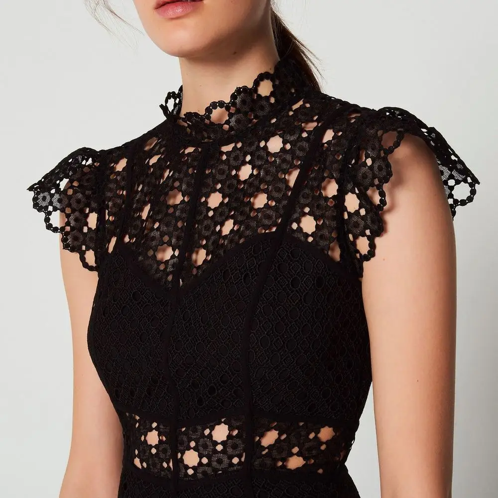 KAYIZAN 2018 New Delicate Lace Embroidered Slim Dress Women Short Sleeved Summer Flying Sleeve Sexy Elegant Holiday | Женская одежда
