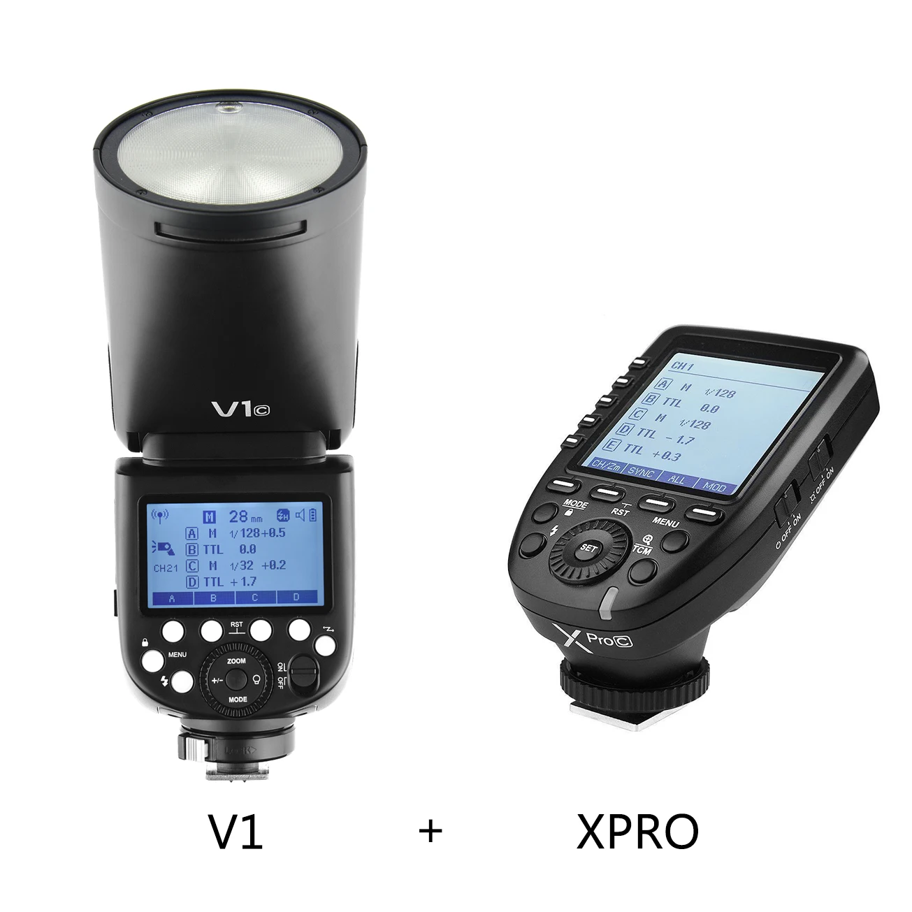 V1 and Xpro Godox V1 On-Camera Round Flash Speedlight for SONY NIKON CANON Camera R2 TTL Flashlight with AK-R1 Xpro Flash Triger - Color: V1 and Xpro