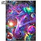 Мозаика FULLCANG для творчества, полная вышивка, Фиолетовый единорог, животные, ручная работа, алмазная живопись, квадратнаякруглая картина Стразы FC672