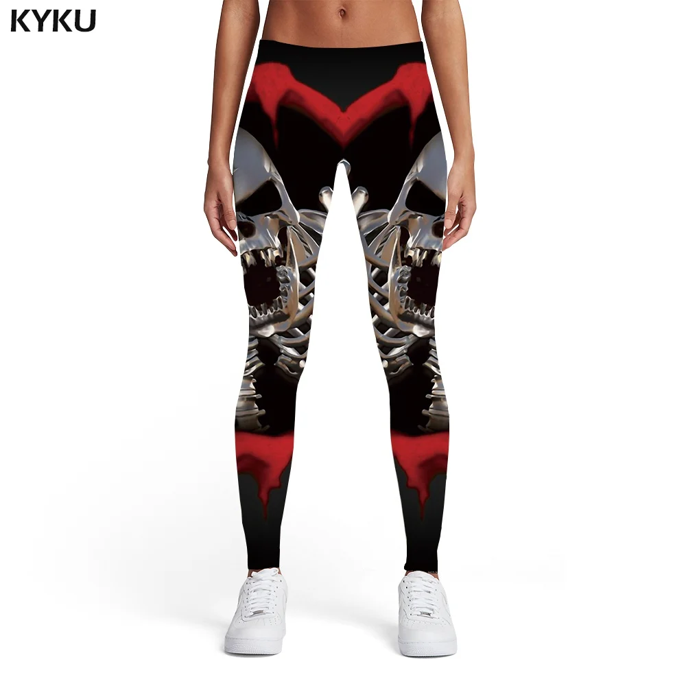 Ladies leggings03 Бренд KYKU, леггинсы с черепами, женские штаны с принтом скелета, штаны с 3d принтом, черные женские военные эластичные женские леггинсы, штаны - Цвет: Ladies leggings03