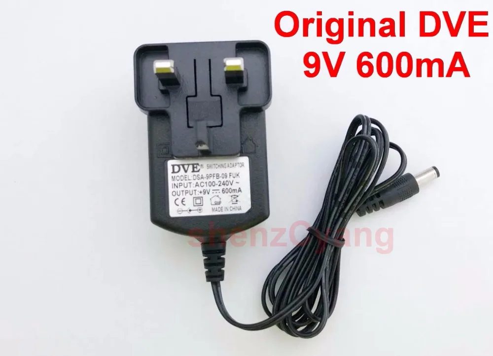 1PCS Original DVE DC 9V 600mA AC 100V-240V Converter Switching power adapter 0.6A Supply UK Plug 5.5mm x 2.1mm-2.5mm | Обустройство