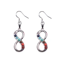 vintage fashion silver plated bead 7 chakra healing balance drop earrings party for women jewelry