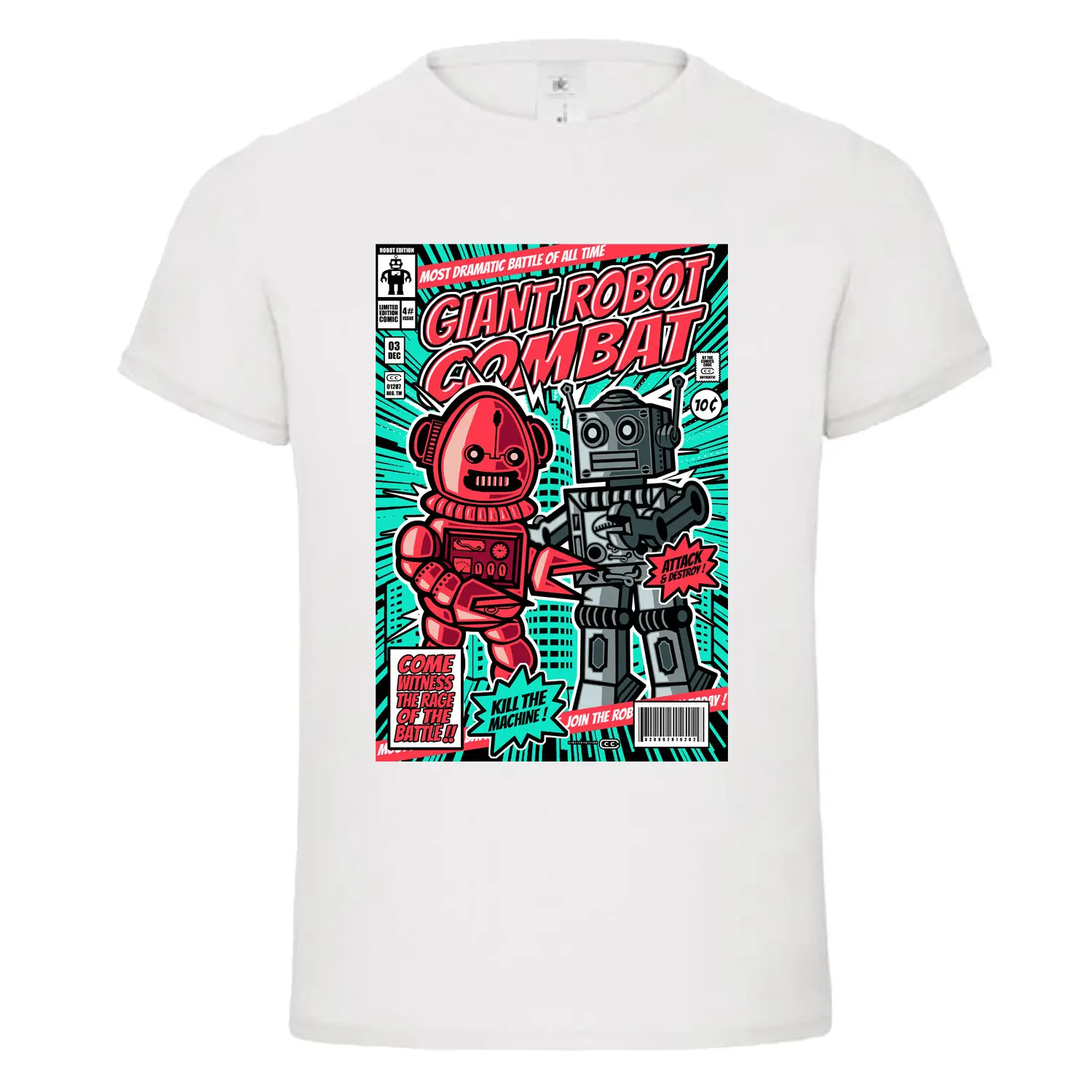 Гигантский робот боевой комикс игрушка для боя винтажная пародия mashup dtg Мужская