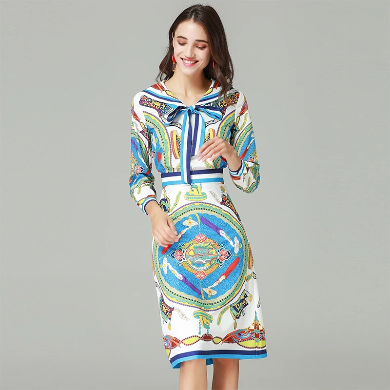 2018 осенние модные тонкие комплекты с принтом женские высококачественные рубашки