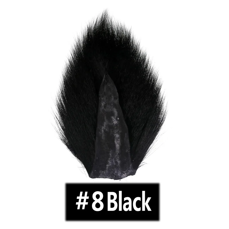 Black 1PC Bimoo 1 шт многоцветная петля для мух Bucktail весь хвост рыболовный Bucktail Волосы оленя материалы для завязывания мух крючки Джиги белый красный черный - Цвет: Black 1PC