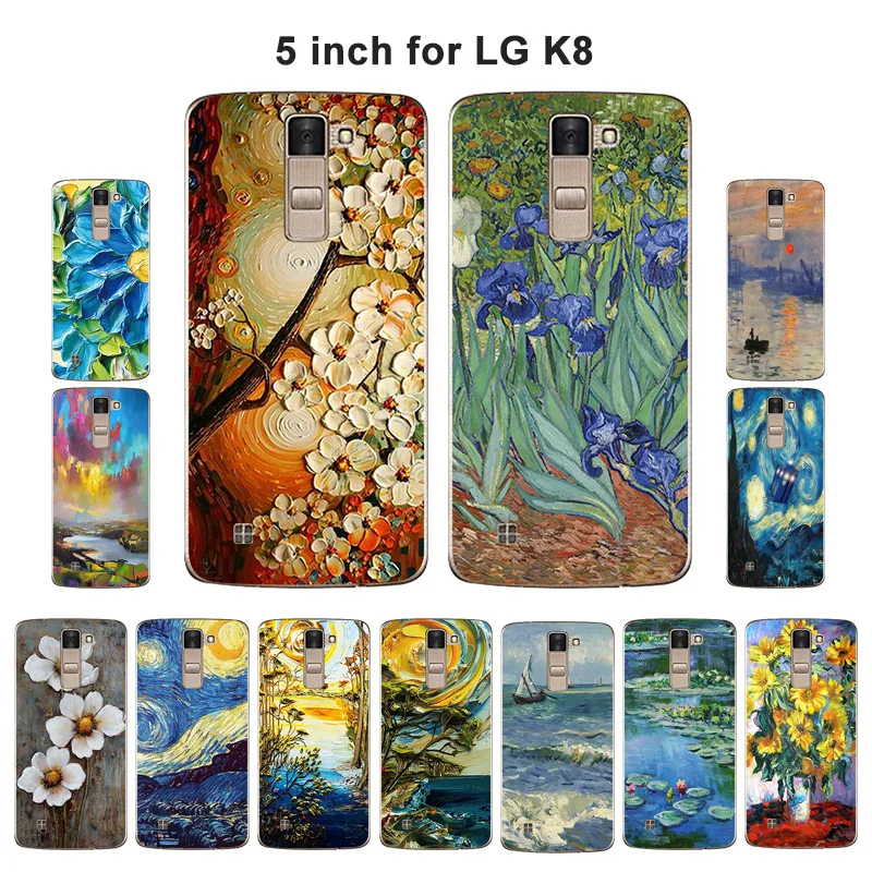 Роскошный чехол для LG K8 Lte K350 K350E K350N чехлы с масляной росписью силиконовый мягкий