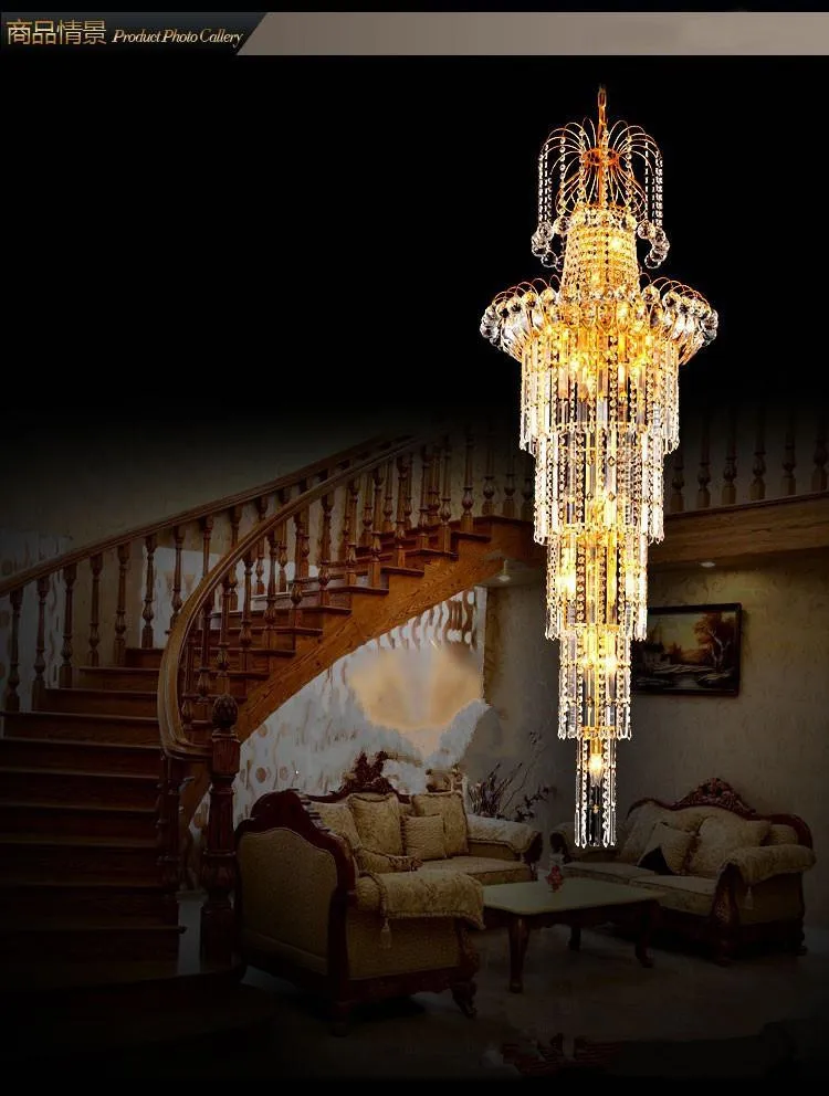Вилла дуплексный хрустальный светильник для лестницы гостиная длинная люстра