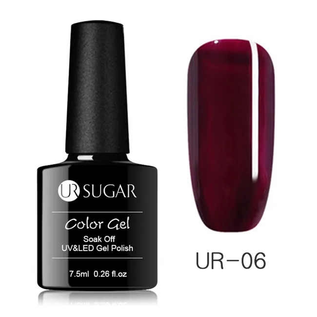 UR-06 Ur Sugar, 7,5 мл, полупрозрачный Цветной Гель-лак для ногтей, Гелевый лак для ногтей, УФ-гель, замачиваемый, УФ светодиодный Полупостоянный гель для ногтей, лак для ногтей - Цвет: UR-06