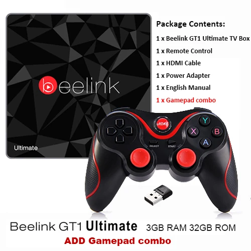 3g 32G Beelink GT1 Ultimate tv Box Amlogic S912 Восьмиядерный Android 7,1 телеприставка процессор DDR4 2,4G+ 5,8G двойной WiFi медиаплеер X96 - Цвет: Add Gamepad combo