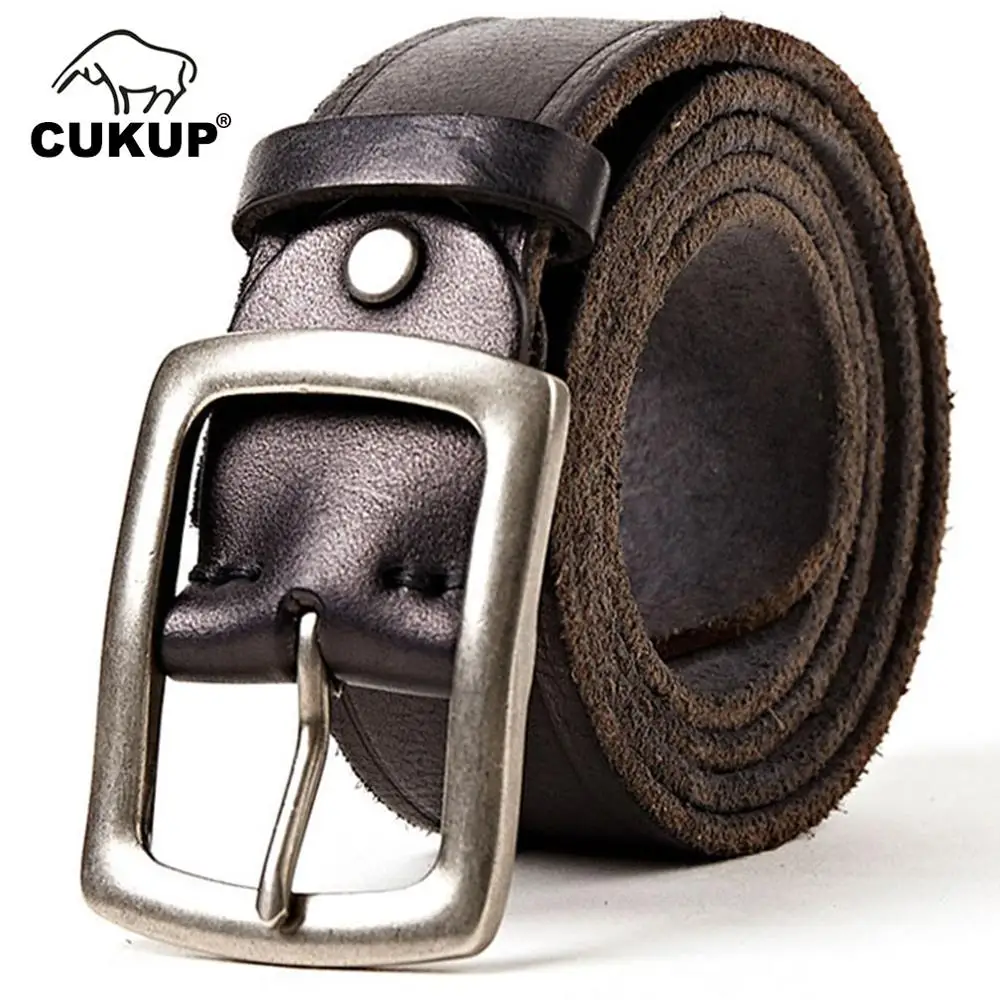 CUKUP мужской 100% чистый качественный однотонный кожаный ремень из коровьей кожи